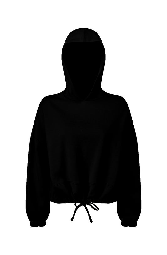 Oversize Power Cropped Hooded Sweatshirt (White)