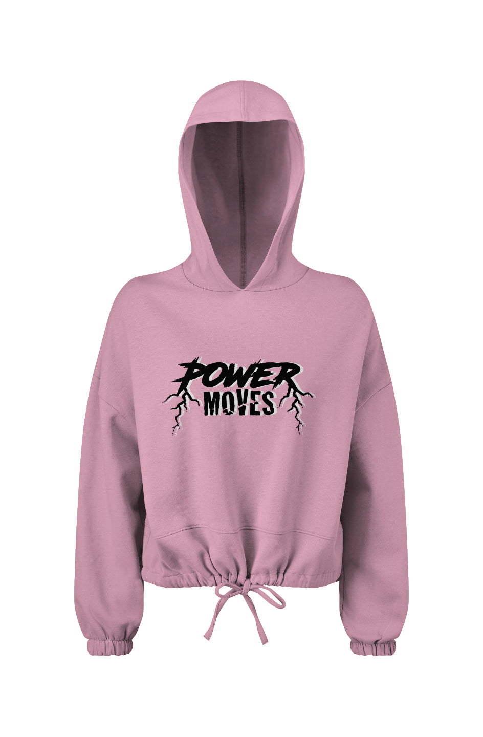 Oversize Power Cropped Hooded Sweatshirt (Light Pink)