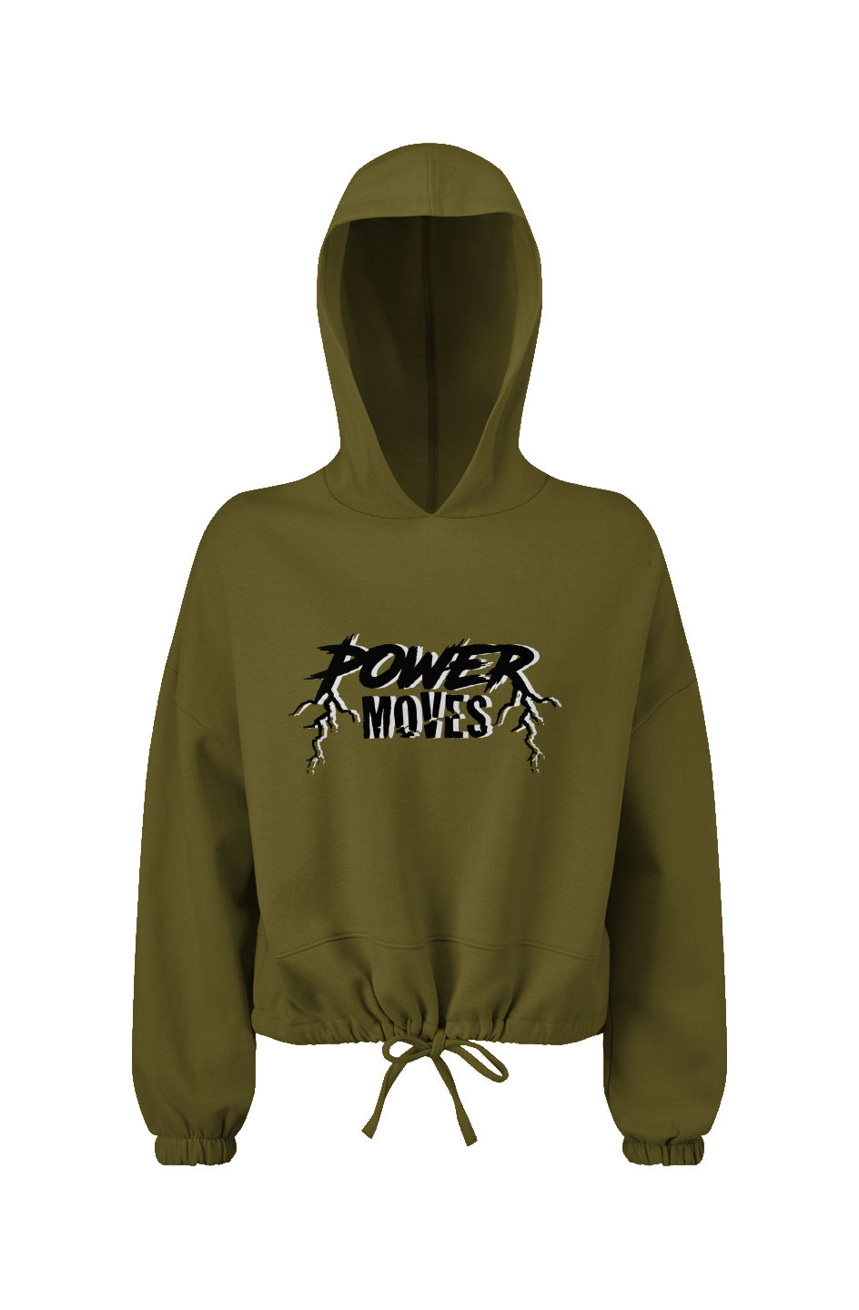 Oversize Power Cropped Hooded Sweatshirt (Olive)